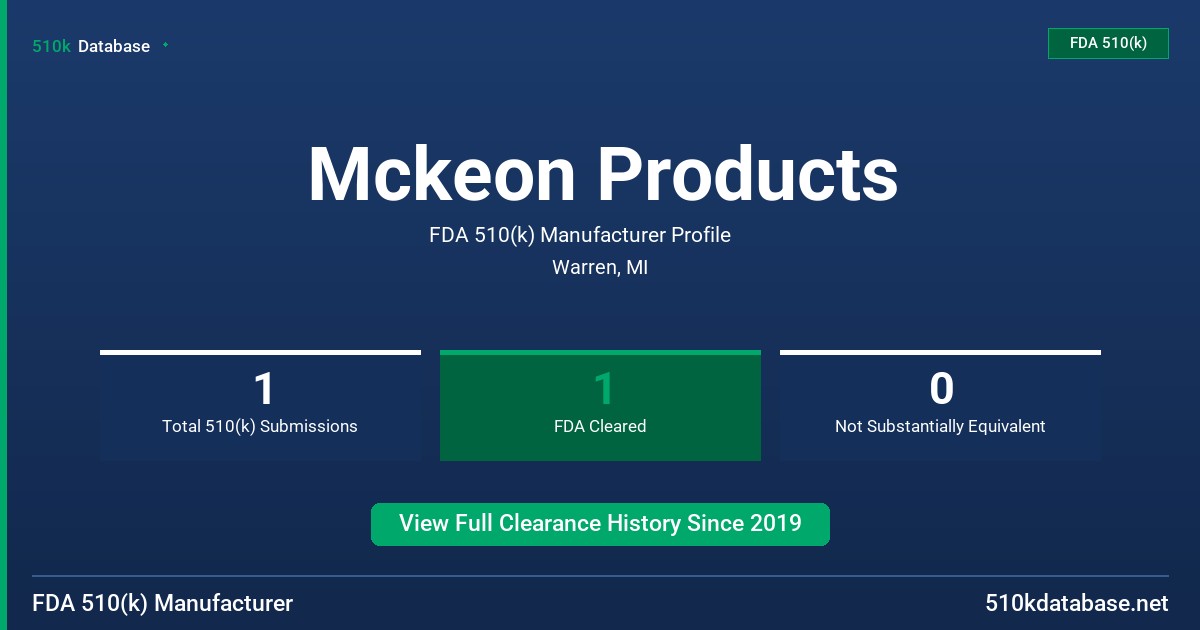 Mckeon Products FDA 510(k) Manufacturer Profile