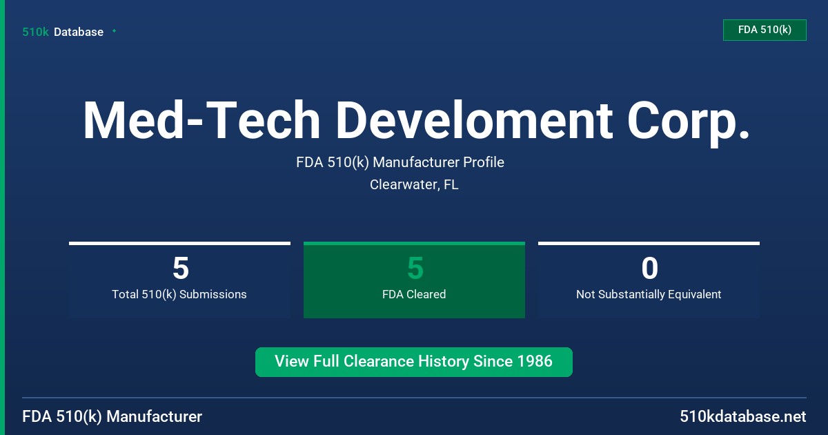 Med-Tech Develoment Corp. FDA 510(k) Manufacturer Profile