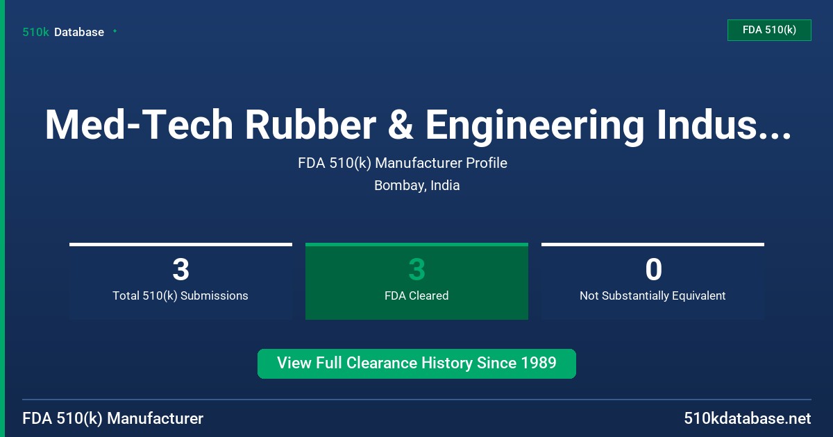 Med-Tech Rubber & Engineering Industries FDA 510(k) Manufacturer Profile