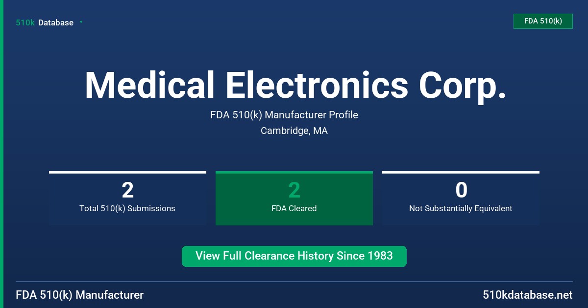 Medical Electronics Corp. FDA 510(k) Manufacturer Profile