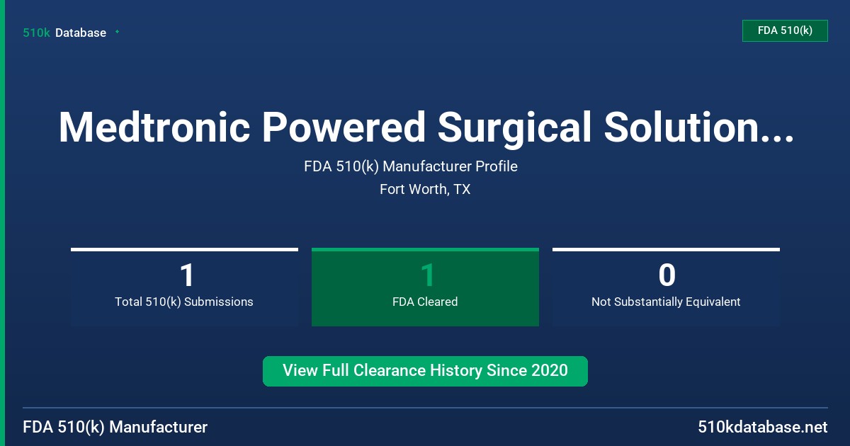 Medtronic Powered Surgical Solutions (Mpss) FDA 510(k) Manufacturer Profile