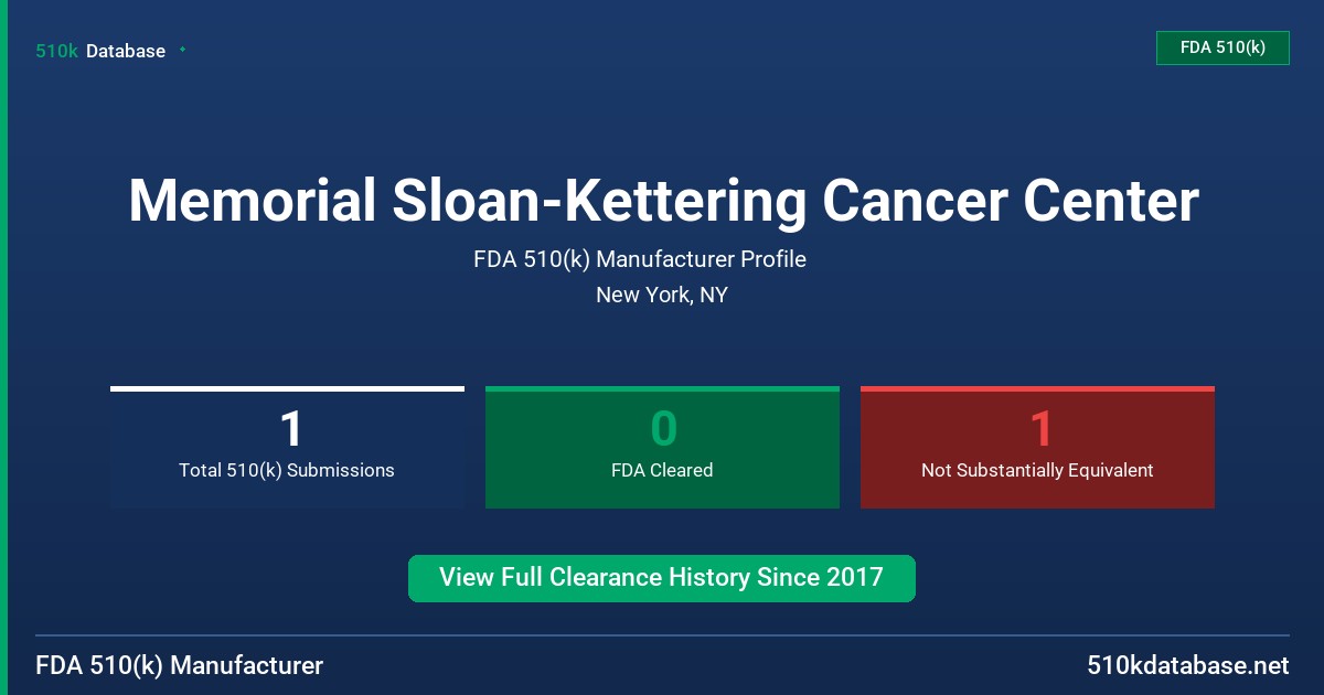 Memorial Sloan-Kettering Cancer Center FDA 510(k) Manufacturer Profile
