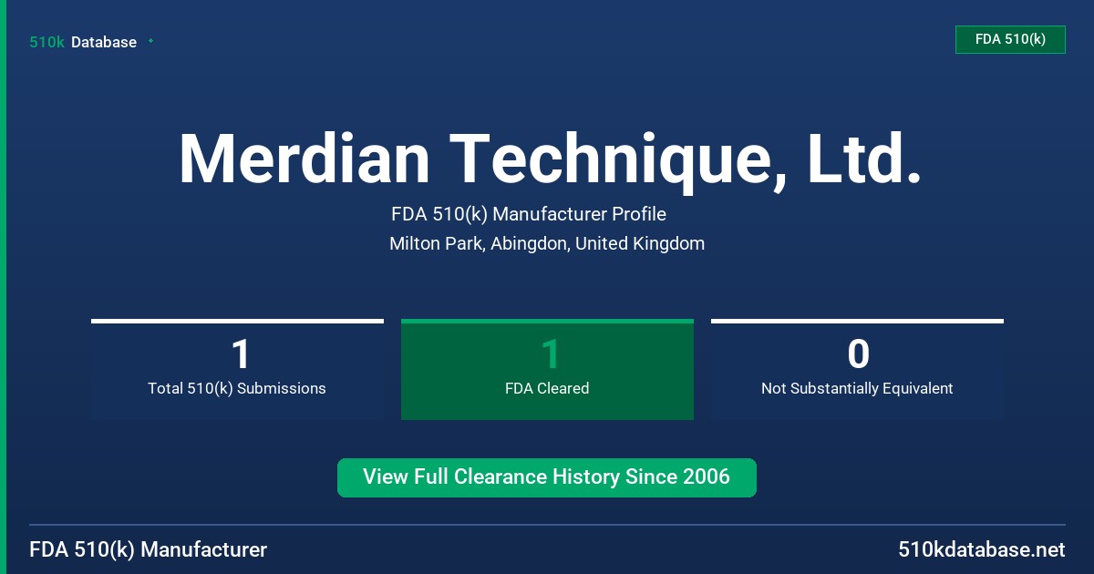 Merdian Technique, Ltd. FDA 510(k) Manufacturer Profile