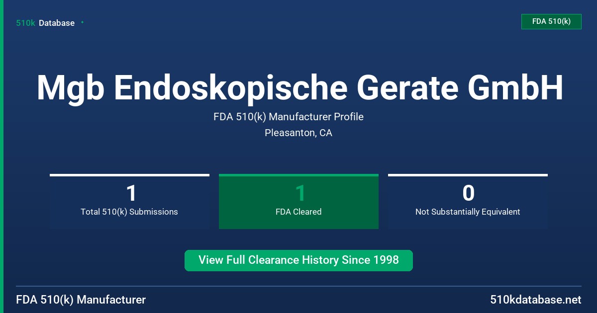 Mgb Endoskopische Gerate GmbH FDA 510(k) Manufacturer Profile