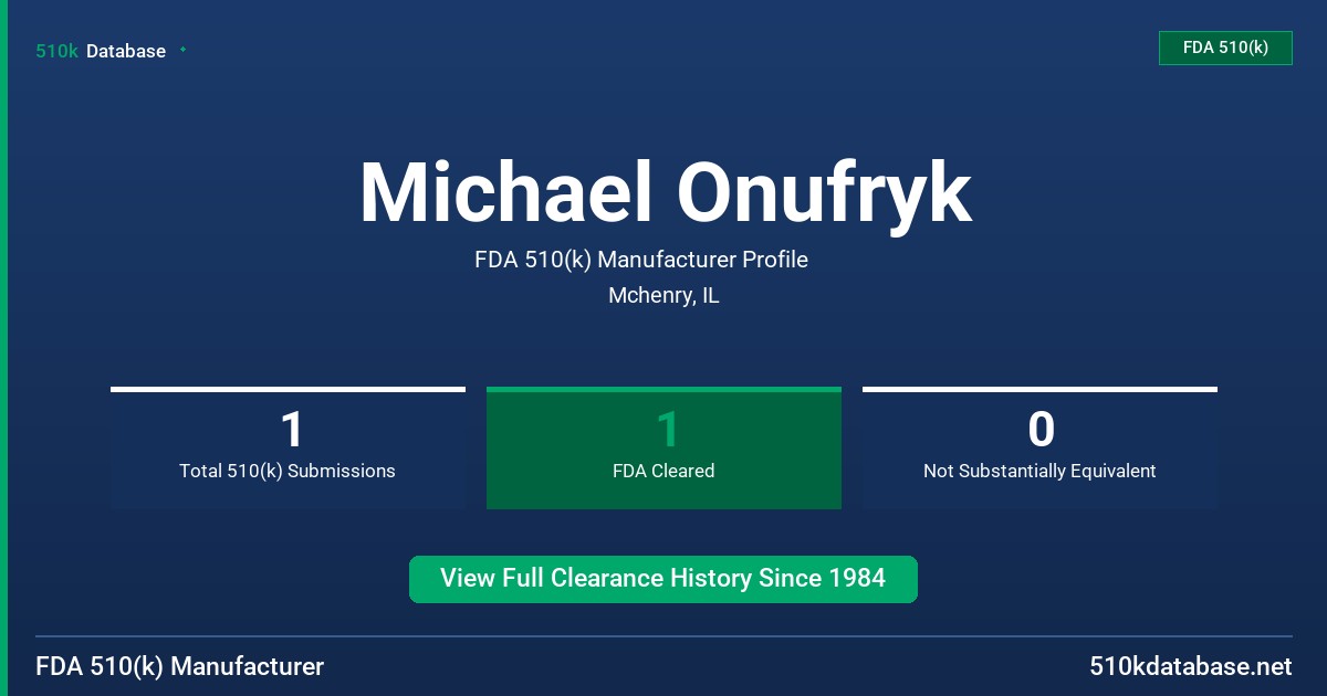 Michael Onufryk FDA 510(k) Manufacturer Profile