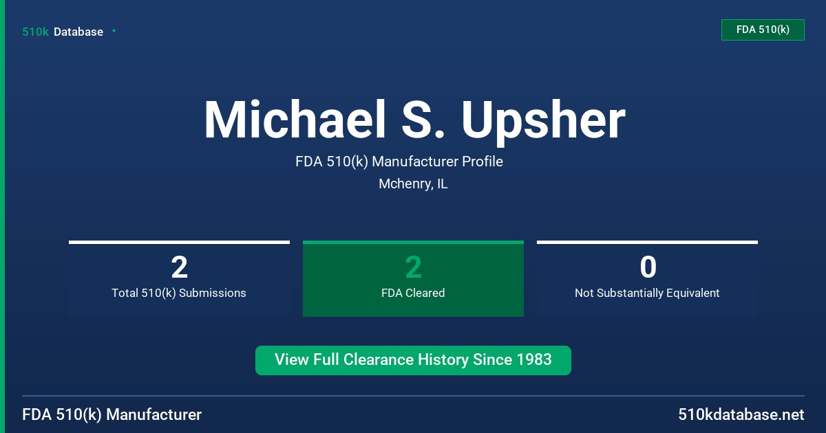 Michael S. Upsher FDA 510(k) Manufacturer Profile