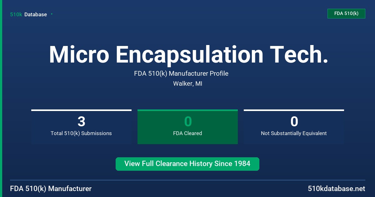 Micro Encapsulation Tech. FDA 510(k) Manufacturer Profile