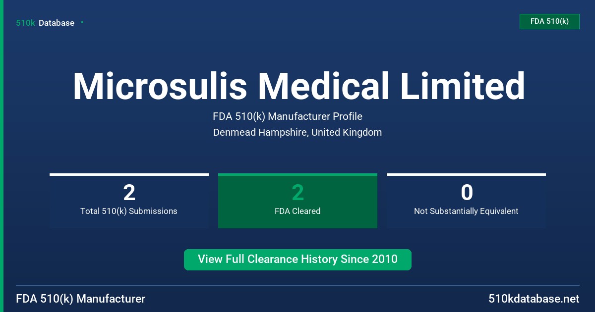 Microsulis Medical Limited FDA 510(k) Manufacturer Profile