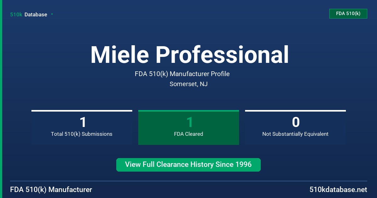 Miele Professional FDA 510(k) Manufacturer Profile
