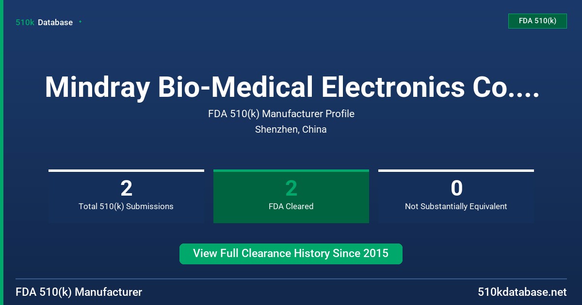 Mindray Bio-Medical Electronics Co., Ltd. FDA 510(k) Manufacturer Profile