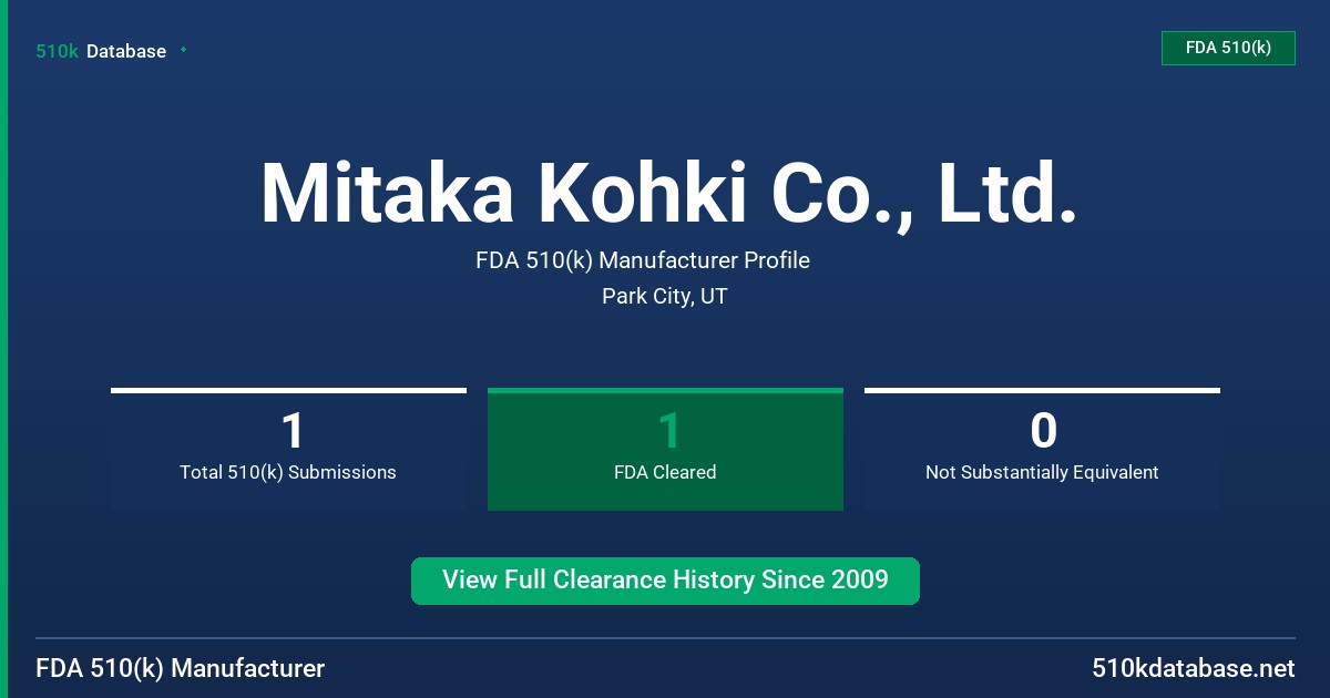 Mitaka Kohki Co., Ltd. FDA 510(k) Manufacturer Profile
