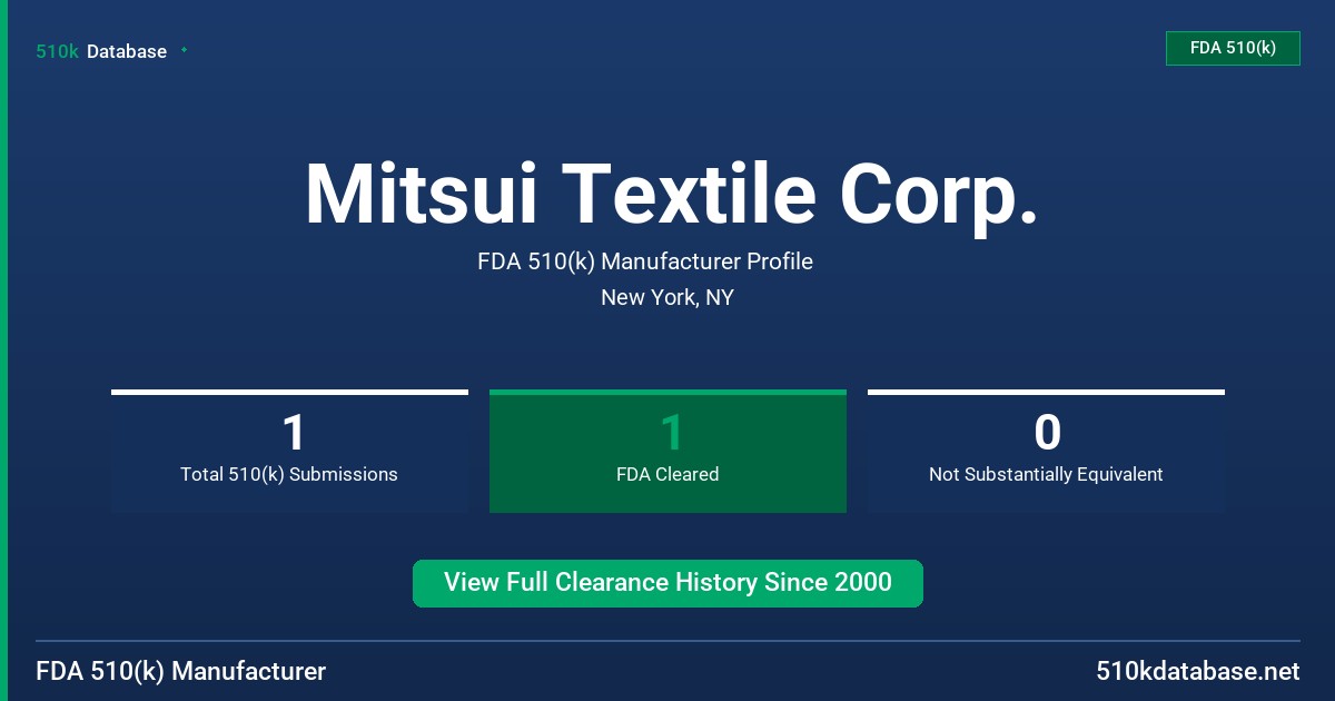 Mitsui Textile Corp. FDA 510(k) Manufacturer Profile