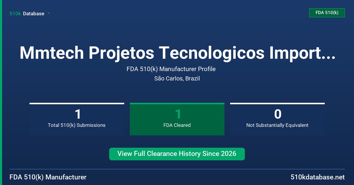 Mmtech Projetos Tecnologicos Importacao E Exportacao Ltda. FDA 510(k) Manufacturer Profile