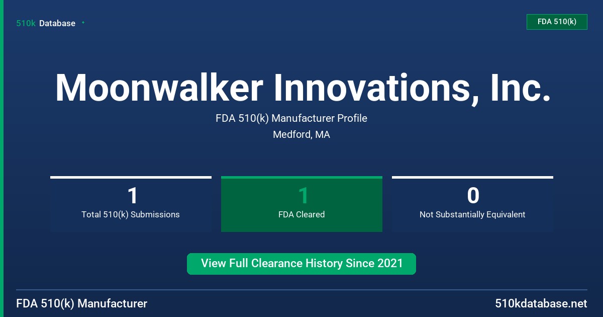 Moonwalker Innovations, Inc. FDA 510(k) Manufacturer Profile