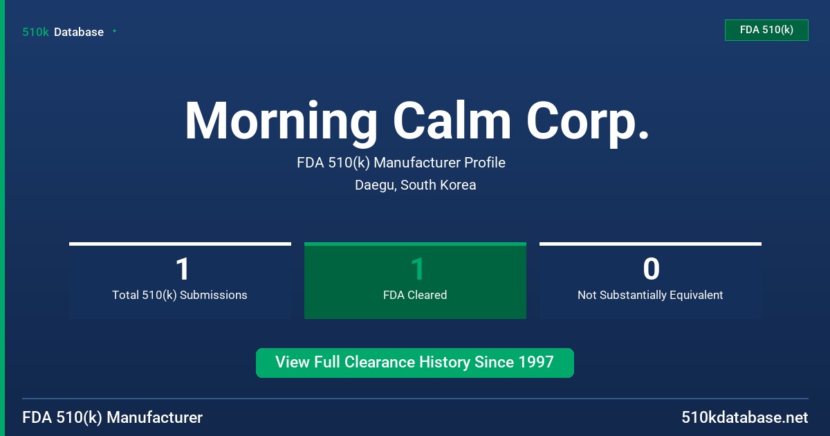 Morning Calm Corp. FDA 510(k) Manufacturer Profile