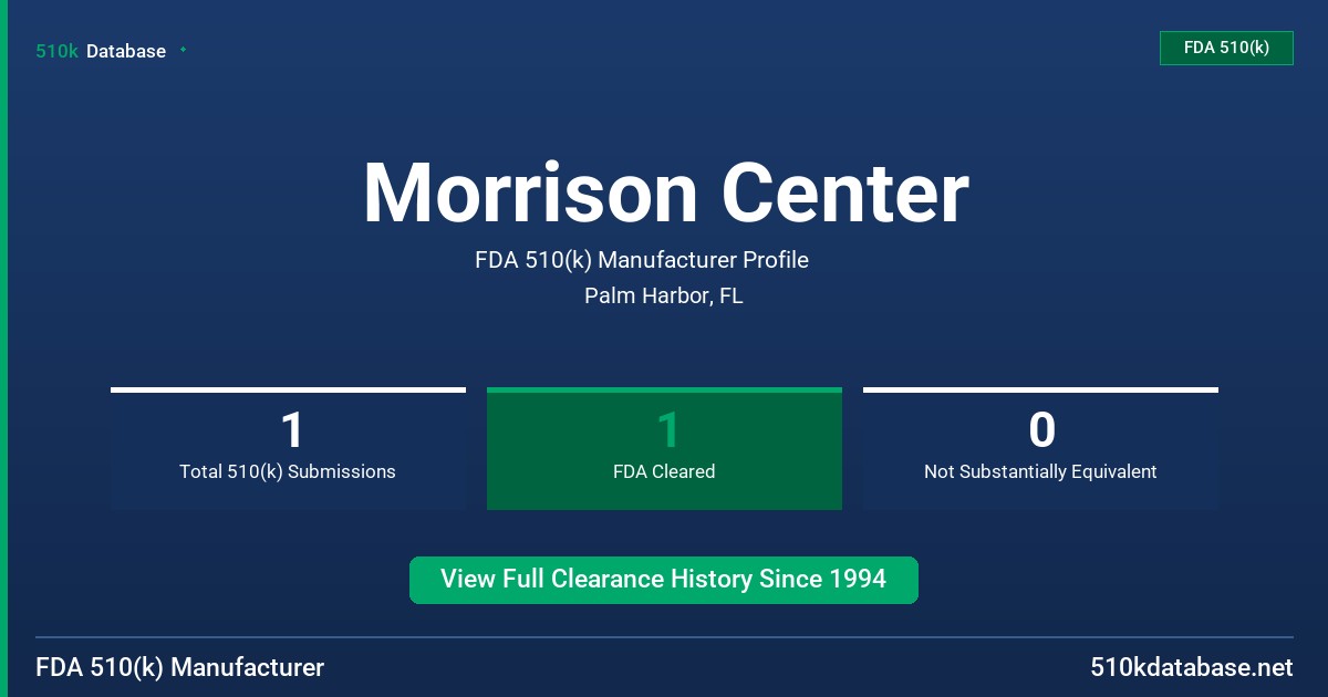 Morrison Center FDA 510(k) Manufacturer Profile