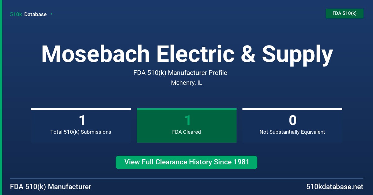 Mosebach Electric & Supply FDA 510(k) Manufacturer Profile