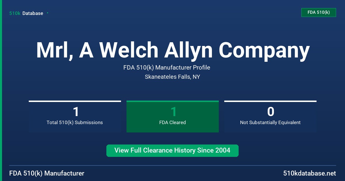 Mrl, A Welch Allyn Company FDA 510(k) Manufacturer Profile