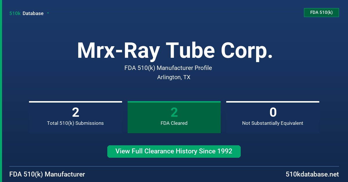 Mrx-Ray Tube Corp. FDA 510(k) Manufacturer Profile