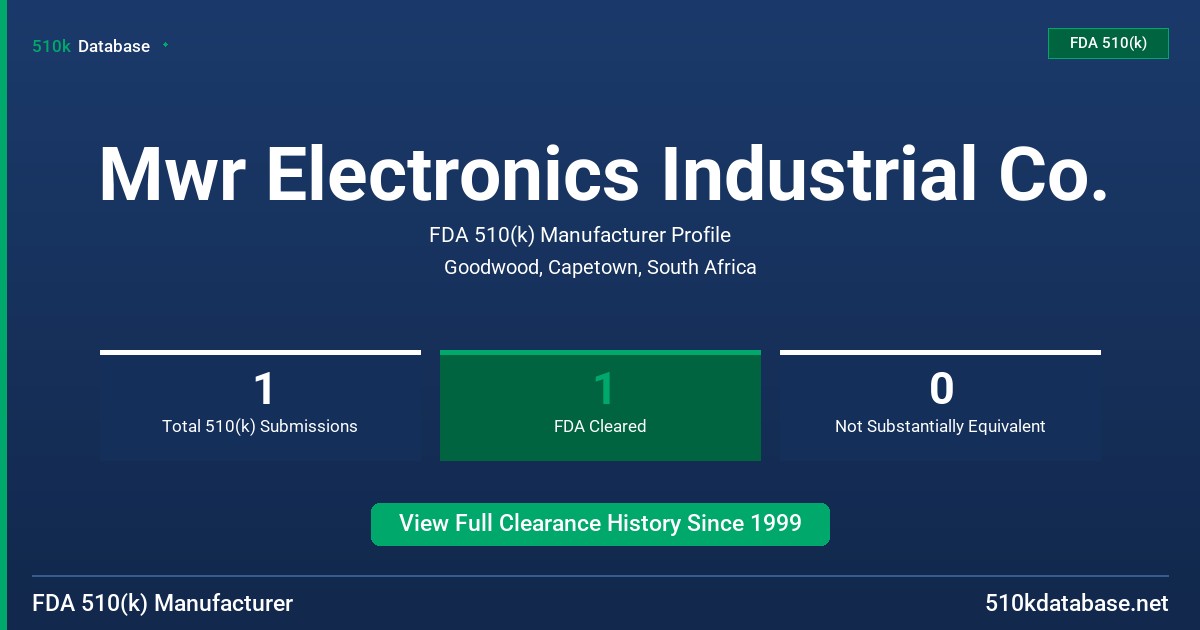 Mwr Electronics Industrial Co. FDA 510(k) Manufacturer Profile