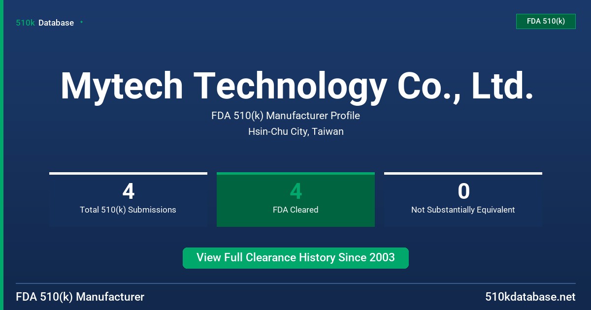 Mytech Technology Co., Ltd. FDA 510(k) Manufacturer Profile
