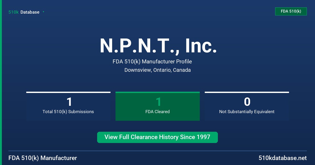 N.P.N.T., Inc. FDA 510(k) Manufacturer Profile