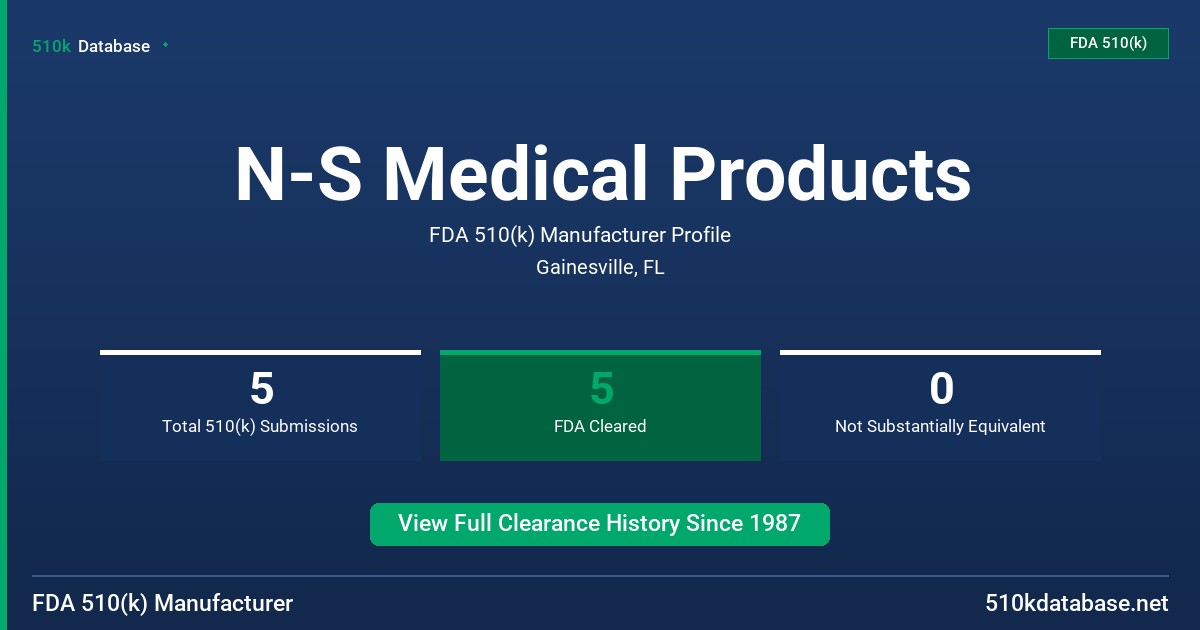 N-S Medical Products FDA 510(k) Manufacturer Profile