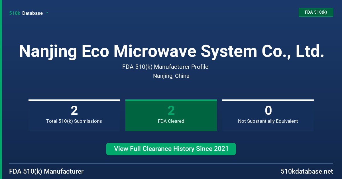 Nanjing Eco Microwave System Co., Ltd. FDA 510(k) Manufacturer Profile