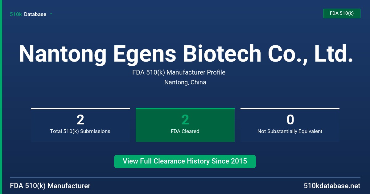 Nantong Egens Biotech Co., Ltd. FDA 510(k) Manufacturer Profile