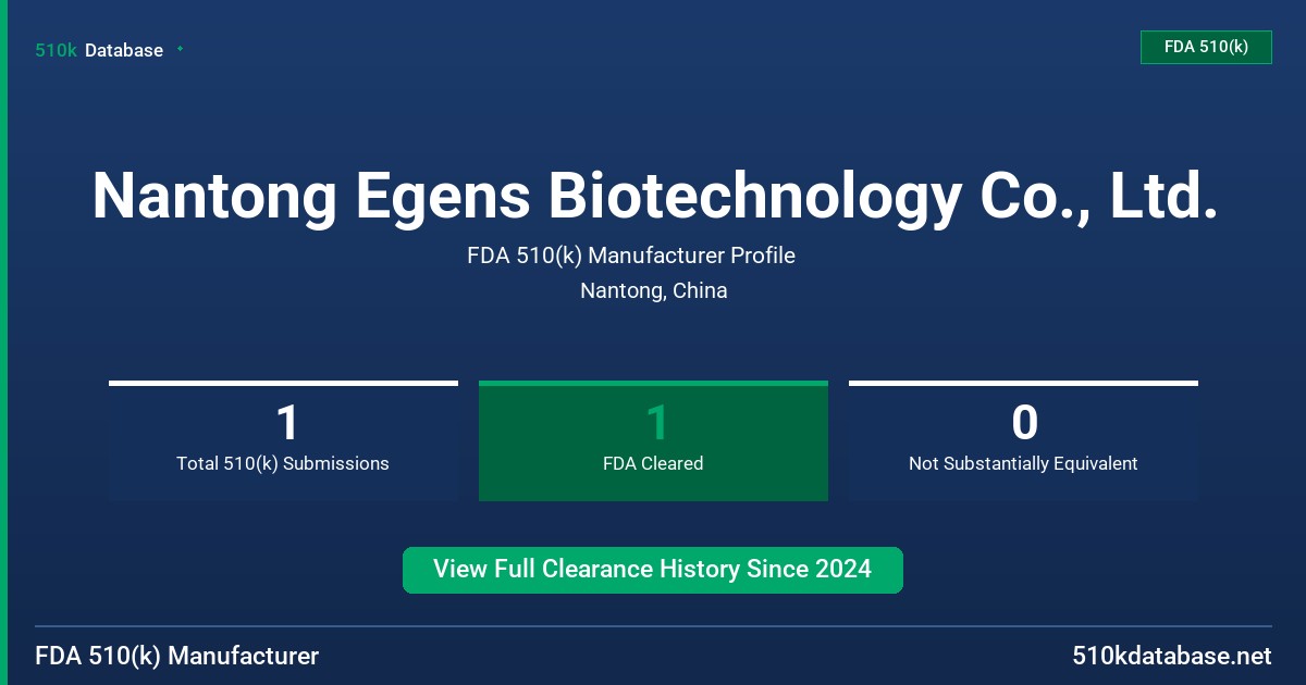 Nantong Egens Biotechnology Co., Ltd. FDA 510(k) Manufacturer Profile