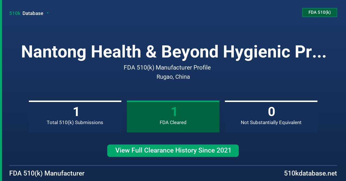 Nantong Health & Beyond Hygienic Products, Inc. FDA 510(k) Manufacturer Profile