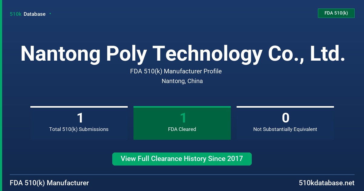 Nantong Poly Technology Co., Ltd. FDA 510(k) Manufacturer Profile