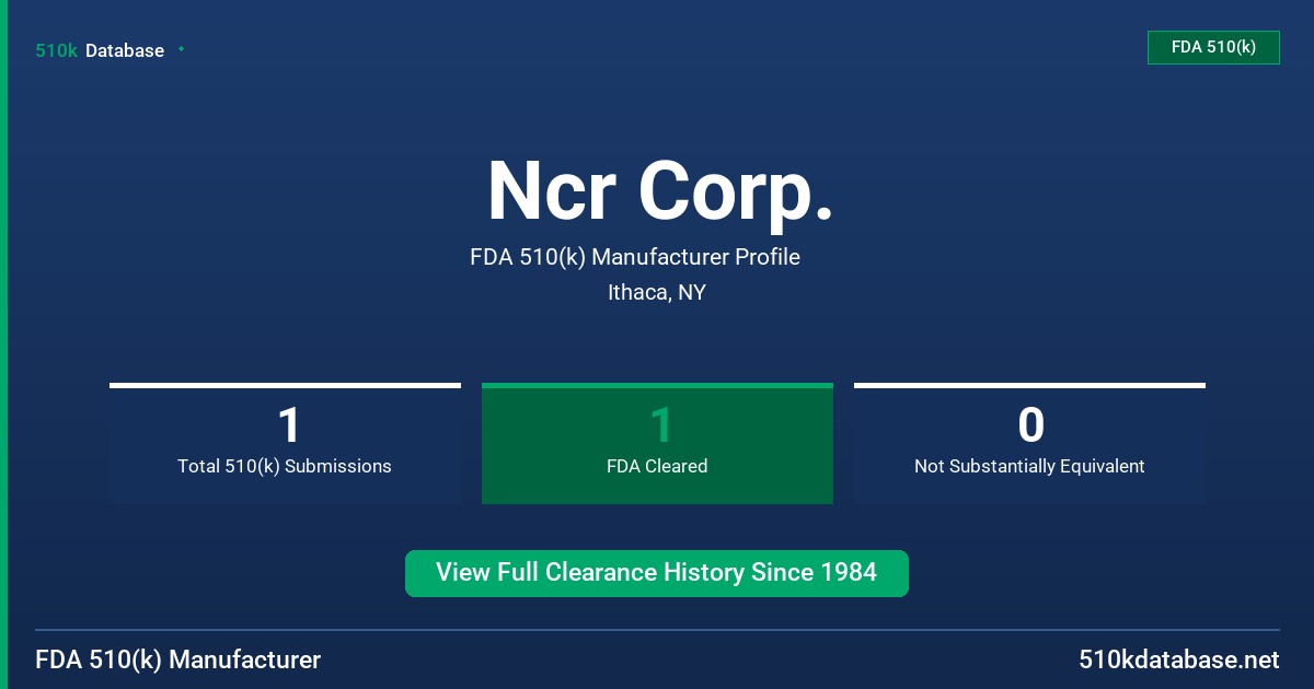 Ncr Corp. FDA 510(k) Manufacturer Profile