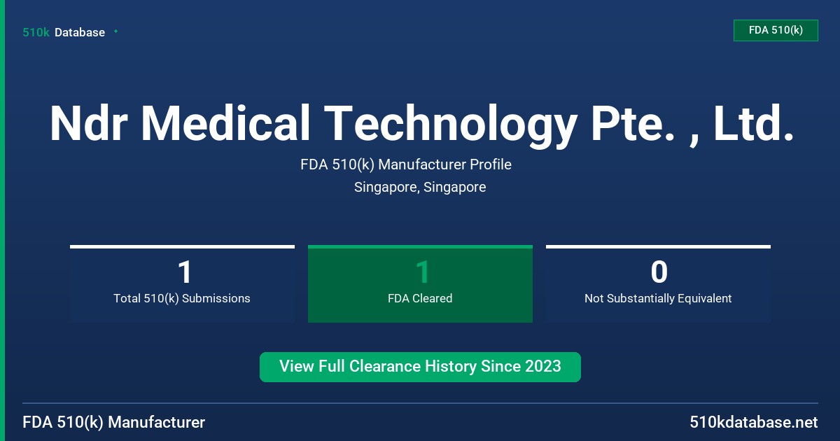 Ndr Medical Technology Pte. , Ltd. FDA 510(k) Manufacturer Profile