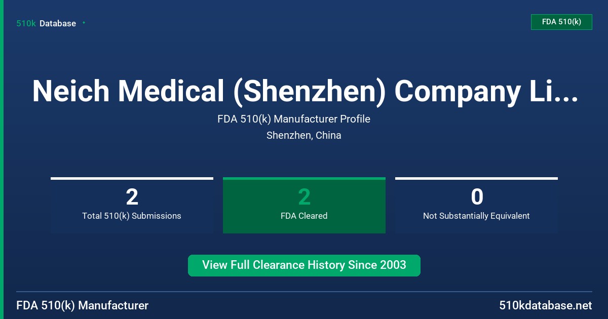 Neich Medical (Shenzhen) Company Limited FDA 510(k) Manufacturer Profile