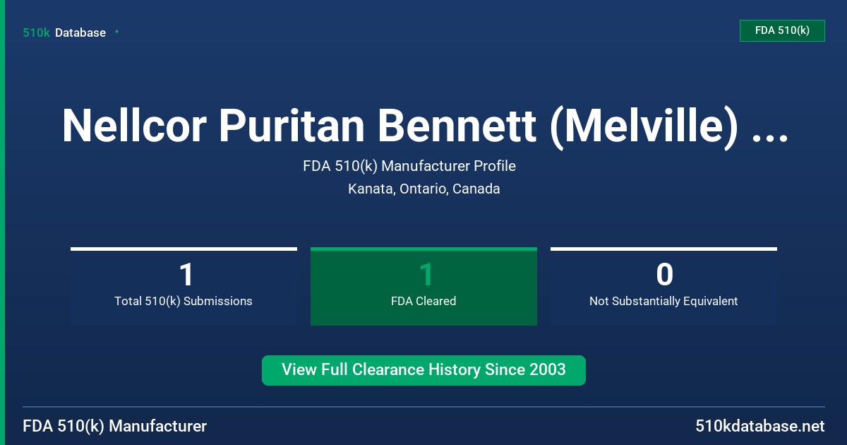 Nellcor Puritan Bennett (Melville) , Ltd. FDA 510(k) Manufacturer Profile