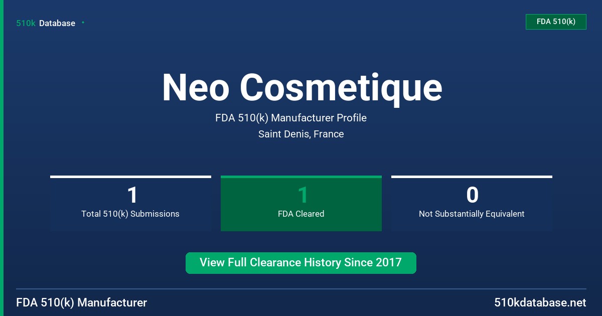Neo Cosmetique FDA 510(k) Manufacturer Profile