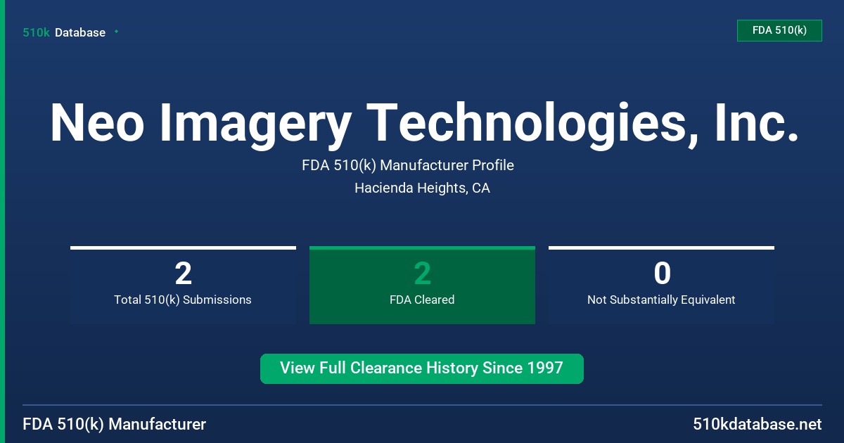 Neo Imagery Technologies, Inc. FDA 510(k) Manufacturer Profile