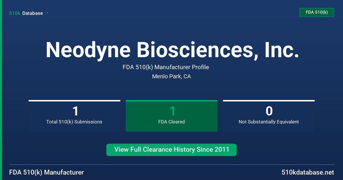 Neodyne Biosciences, Inc. FDA 510(k) Manufacturer Profile