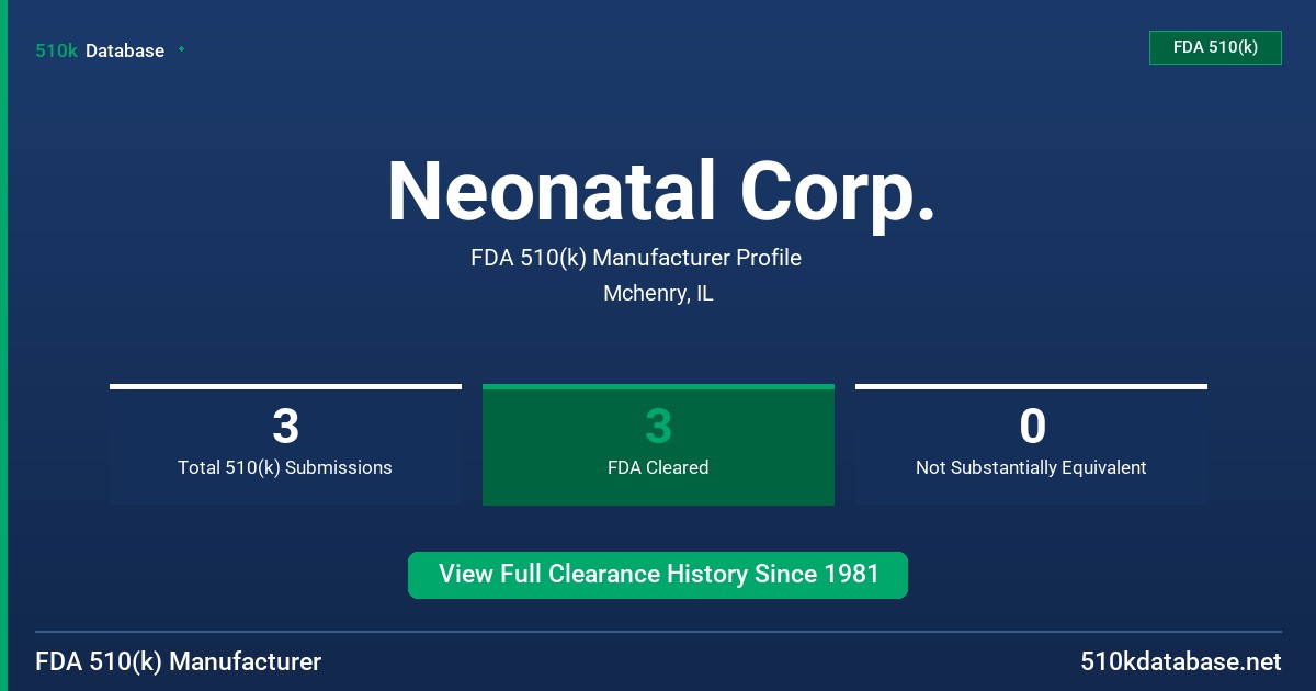 Neonatal Corp. FDA 510(k) Manufacturer Profile
