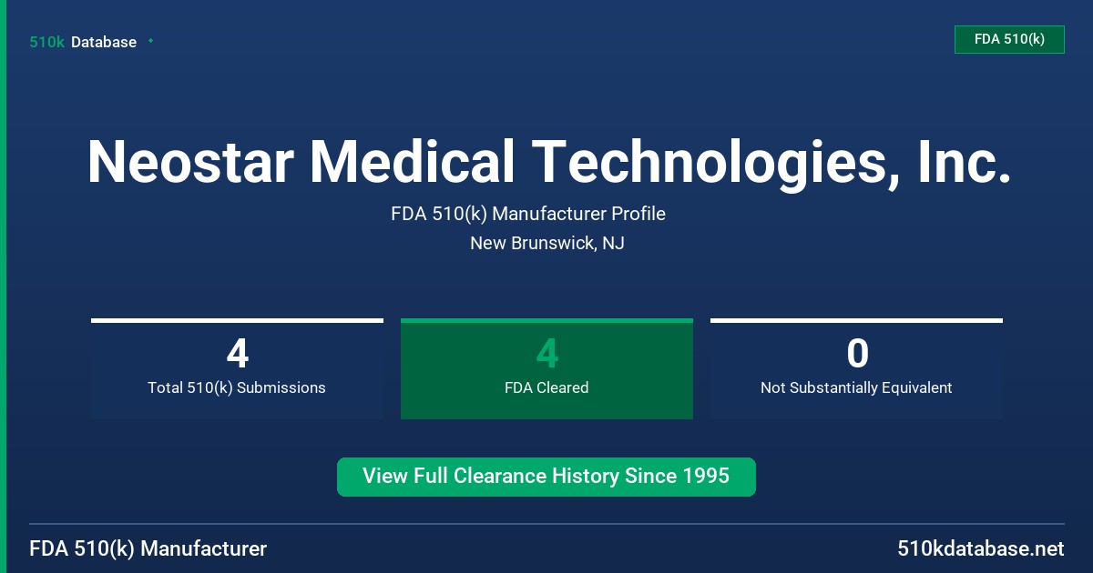 Neostar Medical Technologies, Inc. FDA 510(k) Manufacturer Profile