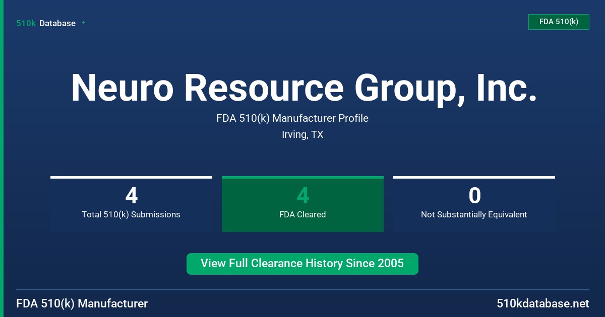 Neuro Resource Group, Inc. FDA 510(k) Manufacturer Profile