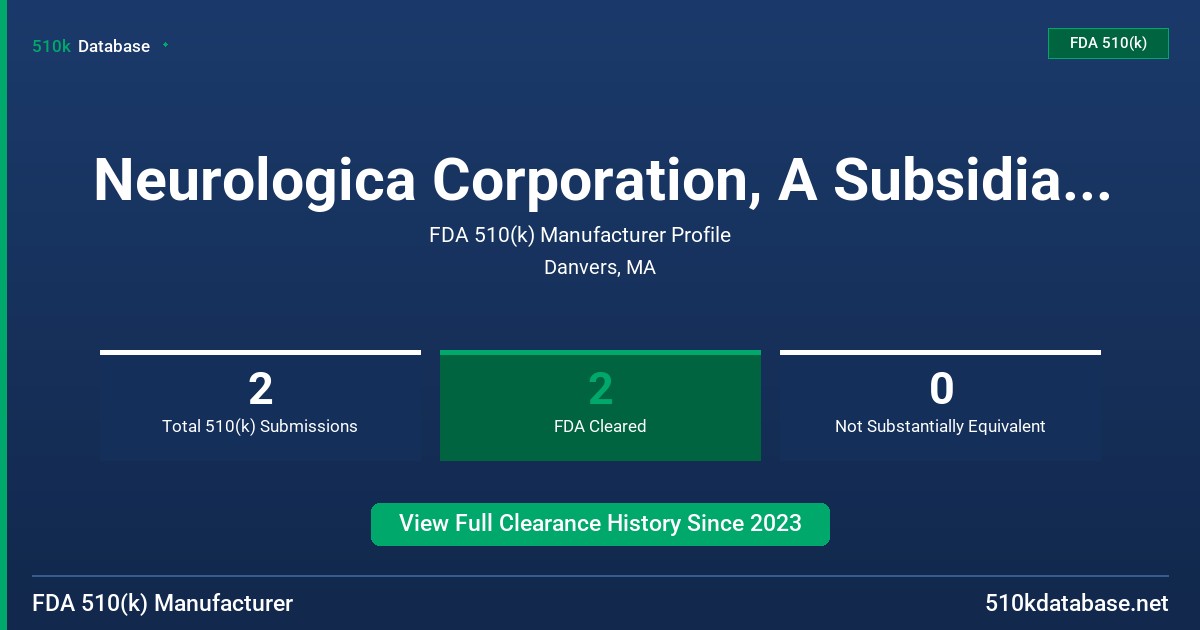 Neurologica Corporation, A Subsidiary of Samsung FDA 510(k) Manufacturer Profile