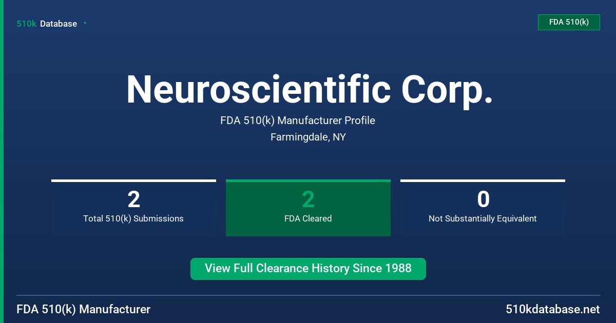 Neuroscientific Corp. FDA 510(k) Manufacturer Profile
