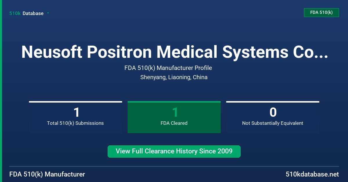 Neusoft Positron Medical Systems Co., Ltd. FDA 510(k) Manufacturer Profile