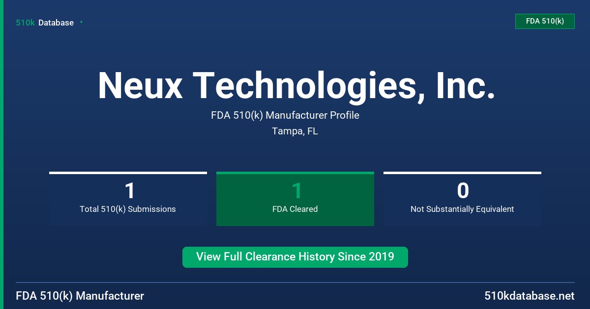 Neux Technologies, Inc. FDA 510(k) Manufacturer Profile