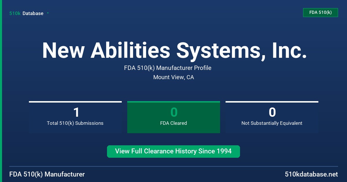 New Abilities Systems, Inc. FDA 510(k) Manufacturer Profile