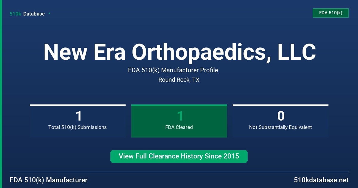 New Era Orthopaedics, LLC FDA 510(k) Manufacturer Profile