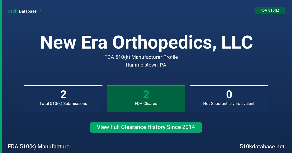 New Era Orthopedics, LLC FDA 510(k) Manufacturer Profile