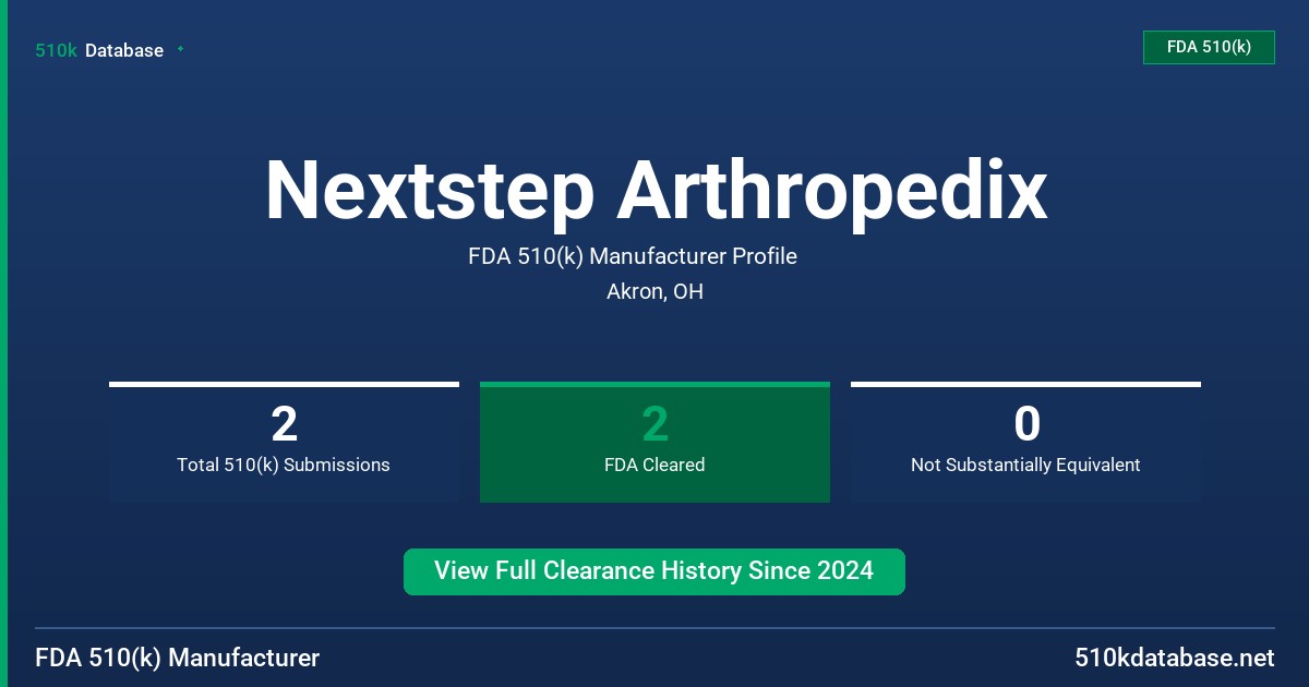 Nextstep Arthropedix FDA 510(k) Manufacturer Profile
